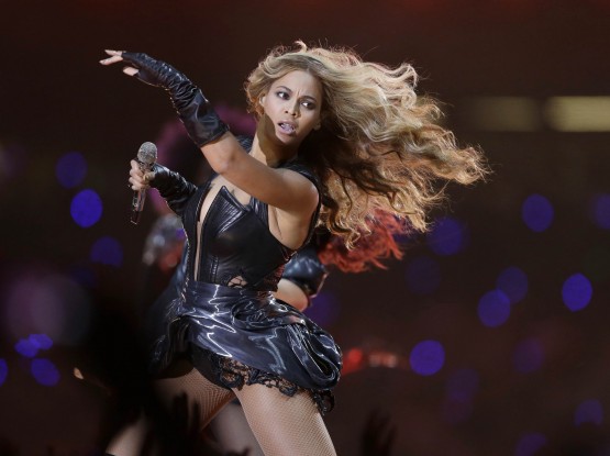 Beyonce performs during the halftime show of the NFL Super Bowl XLVII football game between the San Francisco 49ers and the Baltimore Ravens Sunday, Feb. 3, 2013, in New Orleans. (AP Photo/Mark Humphrey)